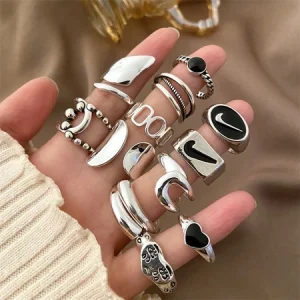 Cincin Fashion Nikespencer Ring Fashion Sporty Metal Retro Rock Alloy [s]